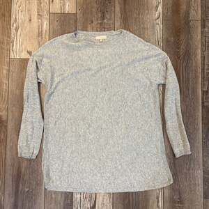 Benedetta B Heather Grey Merino Wool Cashmere Blend Tunic Sweater Size L